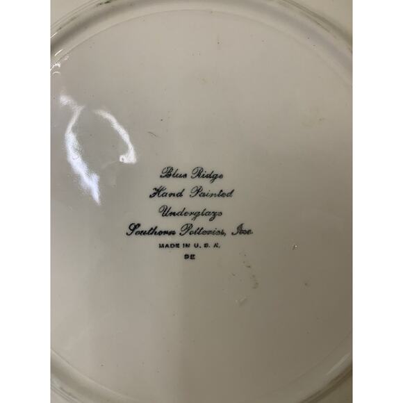 Southern Potteries Blue Ridge Hand Painted Plates And Bowl, Lot Of 4 - c. 1940s - Picture 6 of 8